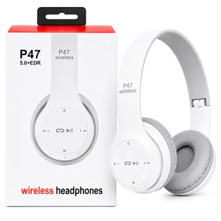 Fone De Ouvido Bluetooth P47 Wireless Estéreo Dobrável Bluetooth 5.0 Com Rádio FM AUX Redução de Ruído