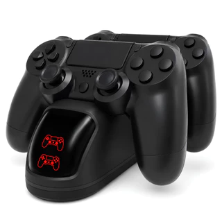 Base Carregador Duplo Para 2 Controles Playstation 4 Ps4 Slim Pro Fat Charging Dock Duplo Led Indicador Com Cabo USB