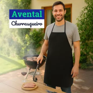 Avental Para Churrasqueiro Churrasco Chef Cozinha Grande Impermeável Preto