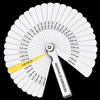 Calibrador de Folga 32 Lâminas Medidor de Espessura em Aço Inox 0,04 a 0,88 mm