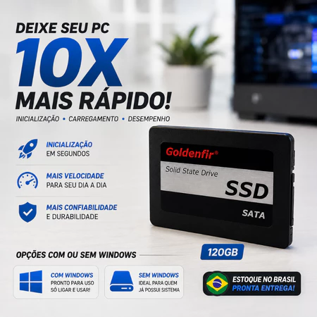 SSD 120GB SATA 3 2.5 Goldenfir para Notebook e PC Desktop com ou sem Windows