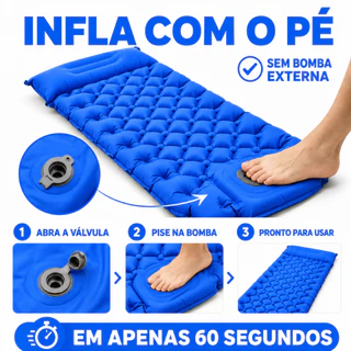 Colchonete Auto Inflável 190x60cm com Fecho de Conexão – Permite Acoplar para Camping Duplo ou Solo
