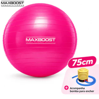 Kit Bola de Pilates Maxboost 75cm com Bomba de Ar Inclusa Fitness Yoga Treino Funcional