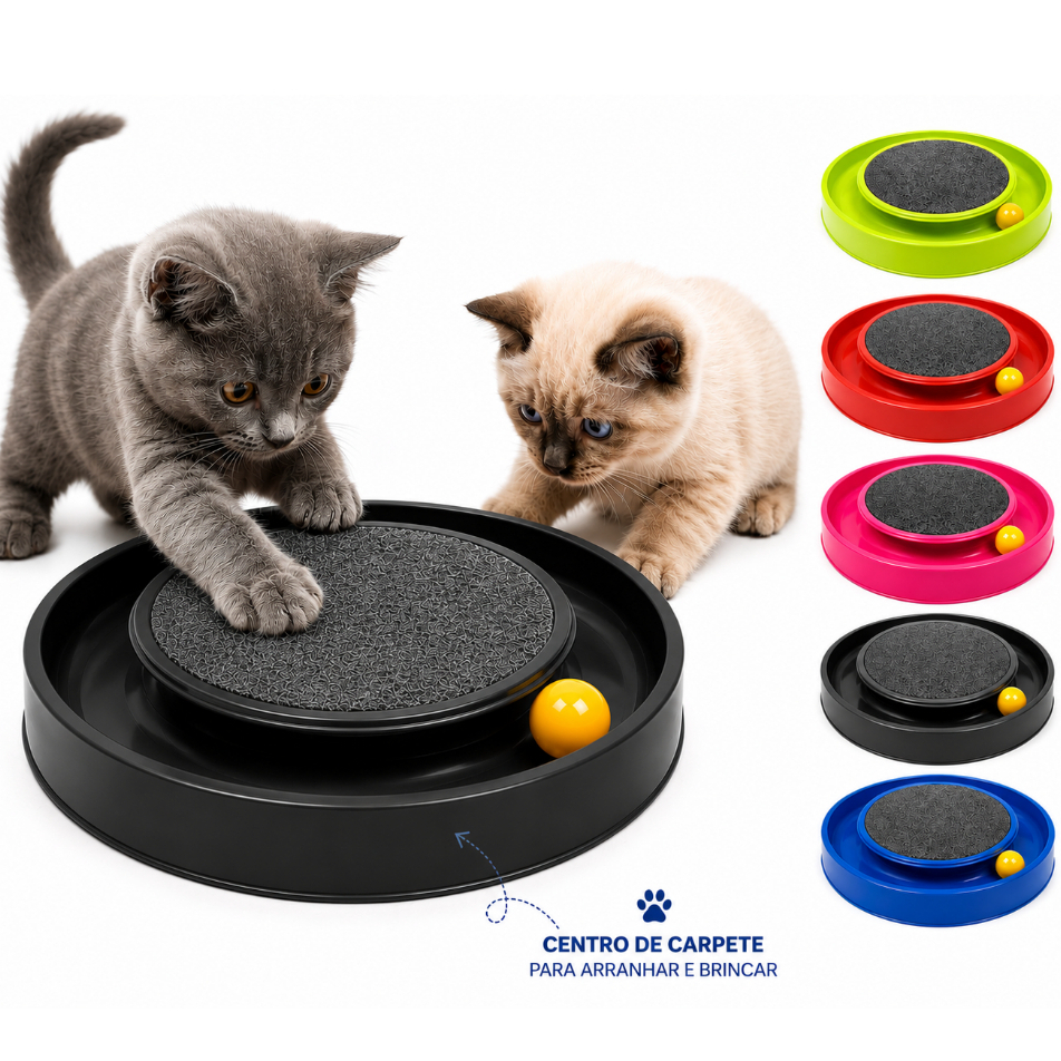 Arranhador para Gatos Redondo com Bolinha Interativo Relax Antiestresse Brinquedos para Gatos