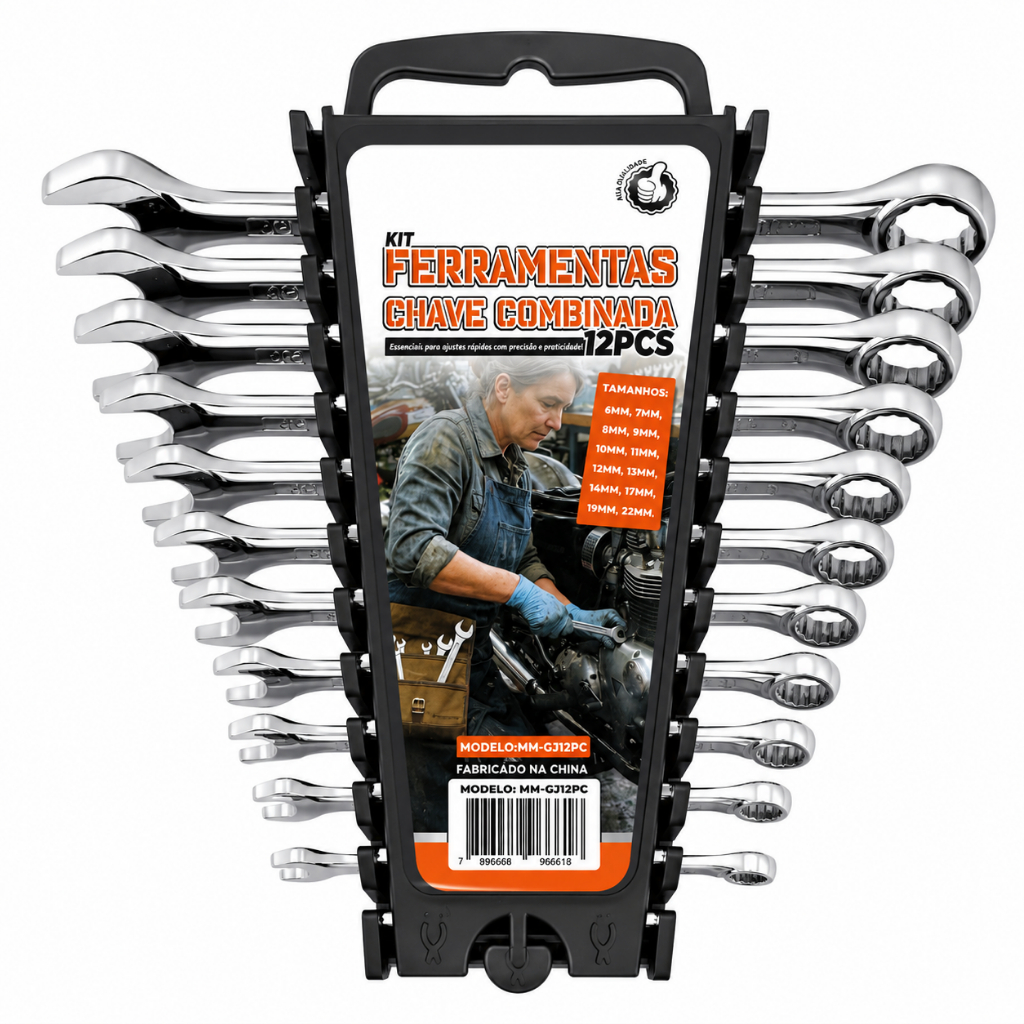Chave Combinada 12 Peças 6-22MM Ferramenta Resistente Feita para o trabalho Kit de Ferramentas