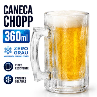 Caneca Zero Grau Congelada Chopp Cerveja Em Vidro 350ml De Congelar Bar Elegante Casa Moderno