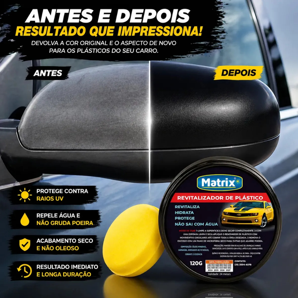 Revitalizador De Plástico Automotivo Matrix Cera Moto E Carro Para Choque Original