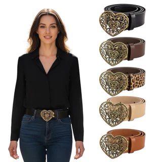 Cintos Femininos Coração Ouro Velho Couro Sintético Largura 3,5cm Lançamento Envio Rápido - Vitoria