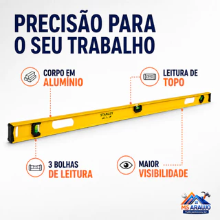 Nível De Alumínio 48'' 120cm Profissional 3 Bolhas Stanley