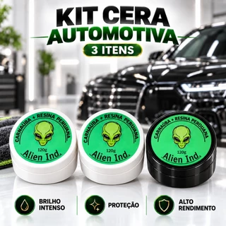Kit 03 Cera Automotiva Alien Carnaúba Restaura Lataria/Plástico - Tira Riscos e Revitaliza a Cor