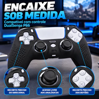 Kit 2 Capas de Silicone Compatível com Controle PS5 Dualsense Proteção Antiderrapante Preta