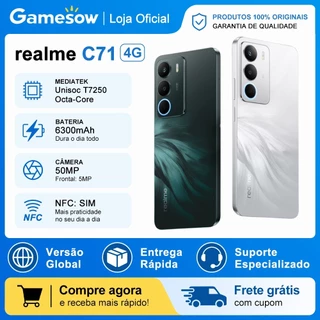 Realme C71 4G NFC Global | Bateria 6300mAh 45W, Tela 6,67" 120Hz, IP54, Câmera 50MP