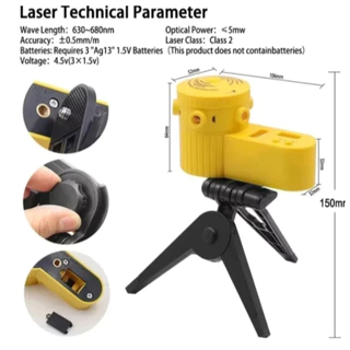 Nível Laser Trena Esquadro Bolha Horizontal Vertical Com Tripé Piso Teto Giratório Nivelado a laser