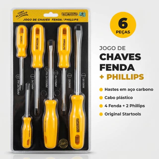 Jogo de Chave de Fenda e Phillips 6 Peças Startools Aço Carbono Cabo Ergonômico Kit Ferramentas Manutenção