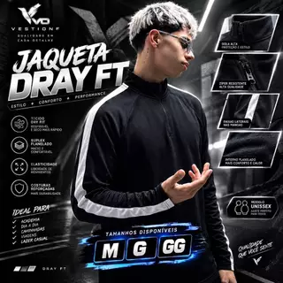Jaqueta Esportiva Premium Unissex Dray FT Premium Suplex Flanelado Gola Alta com Zíper