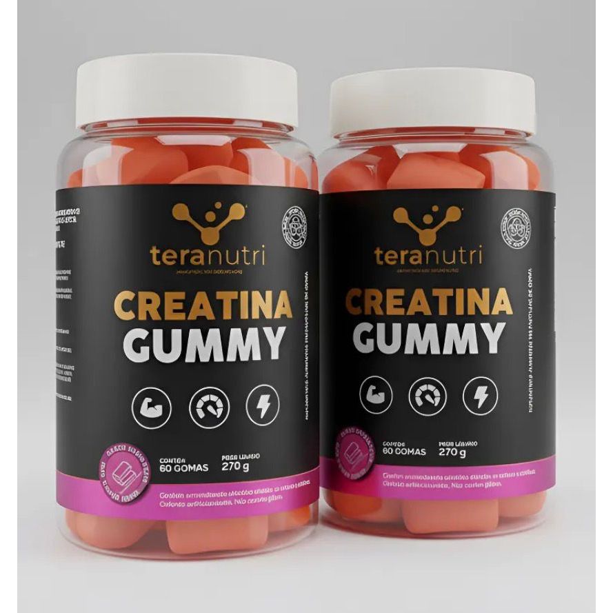 Kit 2X Creatina Monohidratada Gummy Bubble Gum 60 Gomas
