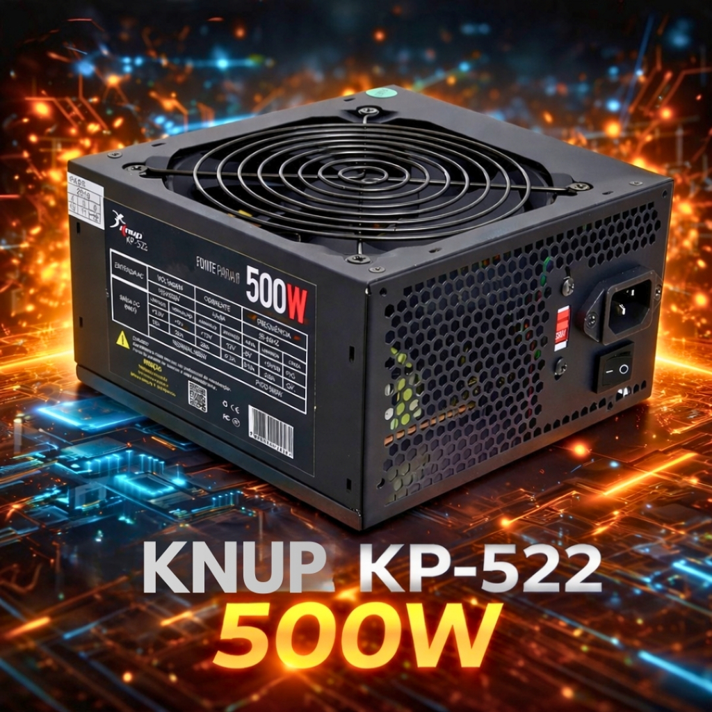 Fonte ATX 500W KP-522 Haixia Bivolt 110V/220V para PC Desktop com