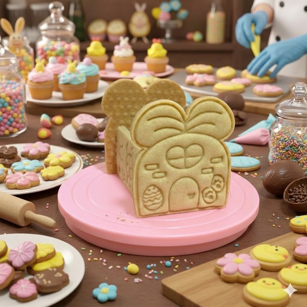 CORTADOR DE BISCOITO CESTINHA DE PÁSCOA + CARIMBO MARCADOR PARA BOLACHAS PISCOITO - 7 CM