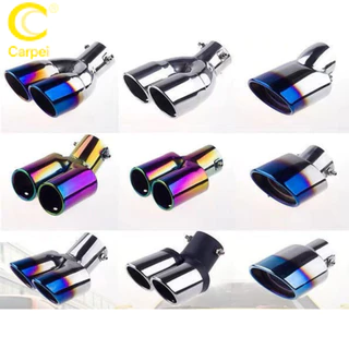 Universal Burned Tip Reto Bisel Saída Dupla Ponta Escapamento Carro Aço Inoxidável Slant Laminado Borda Auto Silenciador em Oferta na Shopee