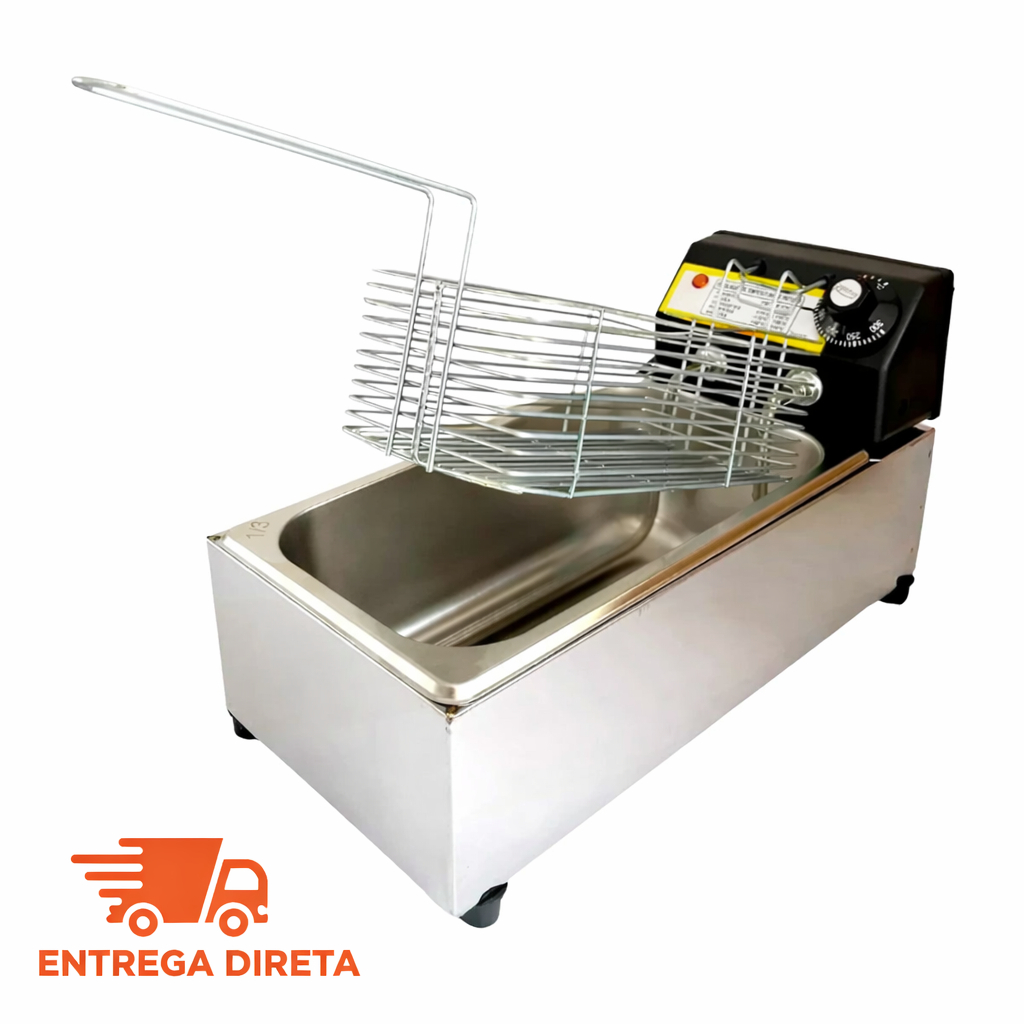 Fritadeira Elétrica Inox Profissional 3,5L Cuba linha indust
