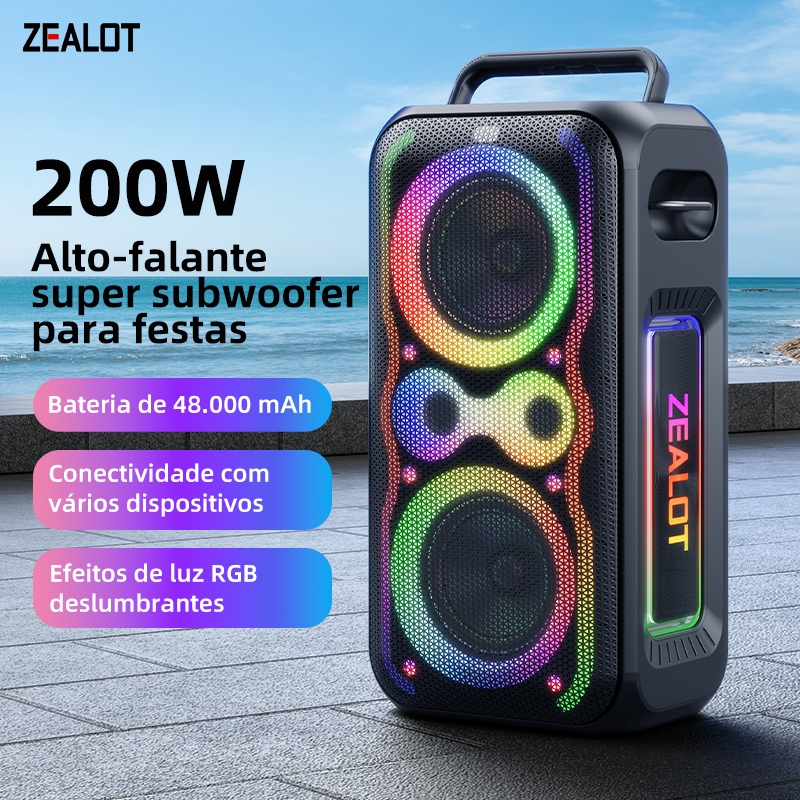 ZEALOT PT21 Caixa de Som Bluetooth 200W 48000mAh Portátil TWS IPX5
