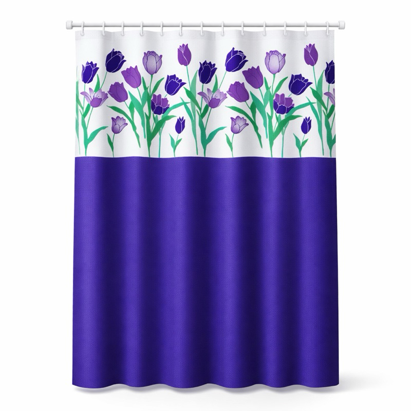 Cortina de box com tulipas lilás