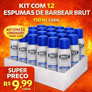Kit com 12 Espumas de Barbear BRUT 150ml - kit economia e revenda