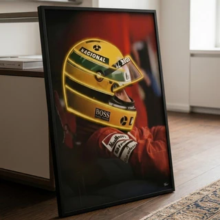 Quadro Decorativo Ayrton  90x60 cm Fórmula 1 com Vidro e Moldura Premium em Oferta na Shopee