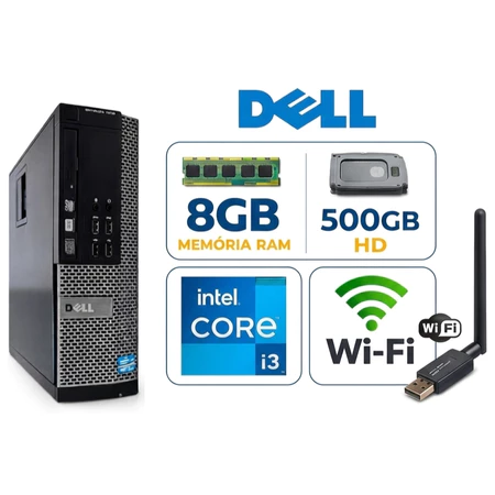Computador Dell 7010 Core i3 De 3ª Geração 8gb de ram 500GB HD Rápido Wifi Torre Cpu Trabalho Estudo