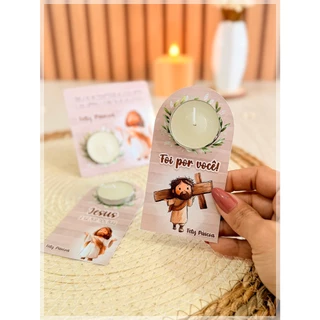 10/20 Cartão com Mini Vela Lembrancinha Personalizada Páscoa Cristã em Oferta na Shopee