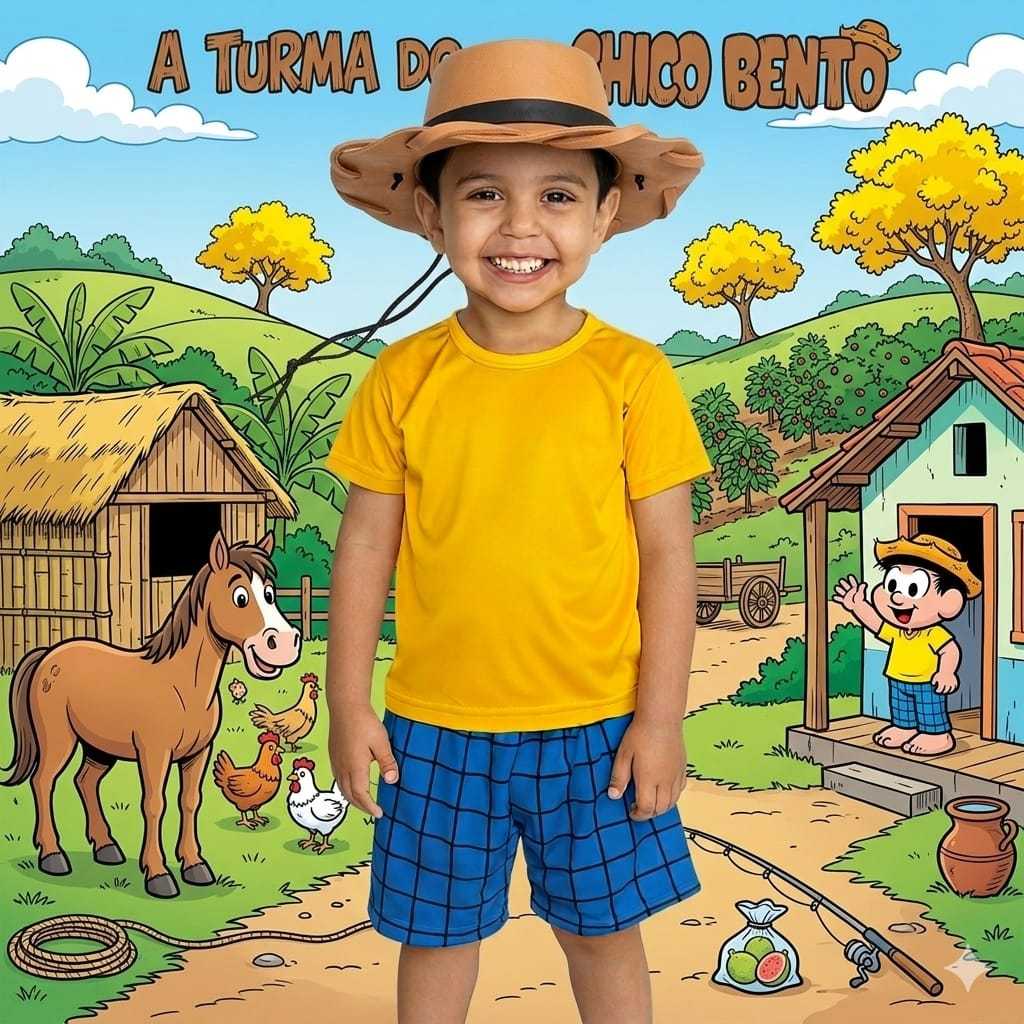 Fantasia Roupa Infantil Chico Bento Com Máscara | Shopee Brasil