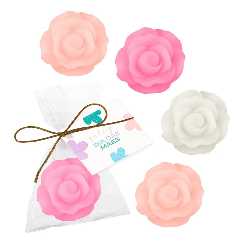 KIT com 10, 25 ou 30UN Lembrancinha Dia Das Mães Sabonetinhos Perfumado Rosinhas Mimo Cliente Loja em Oferta na Shopee
