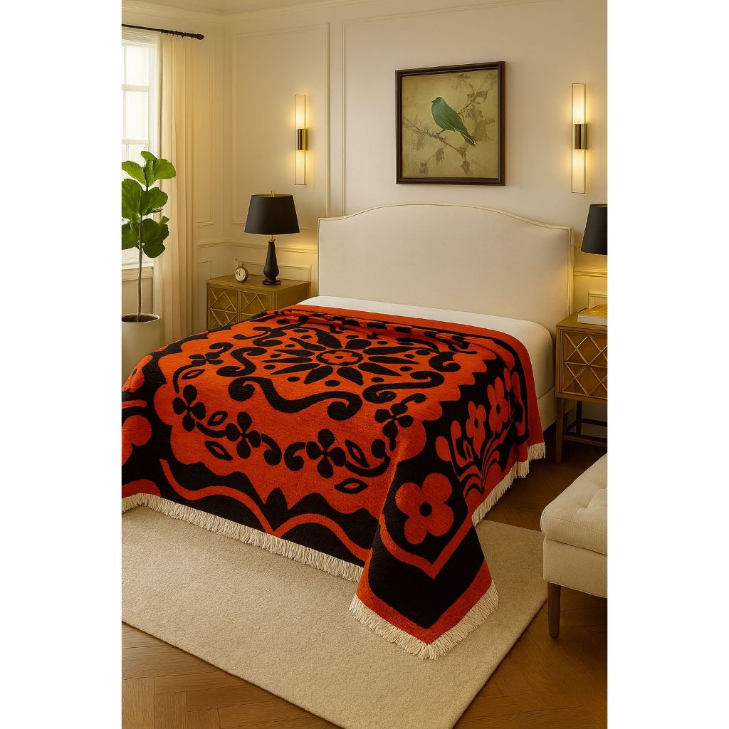 Colcha Chenille Casal Padrão 2,20m x 2,40m Manta Canelada