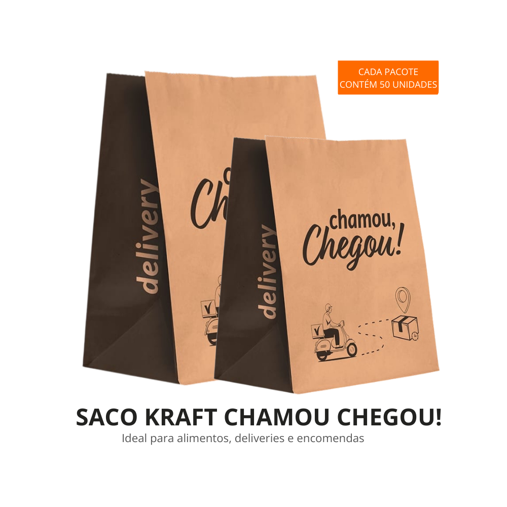 📦 SACO KRAFT 10KG REFORÇADO DELIVERY TAMANHO M (32x22x12) – 