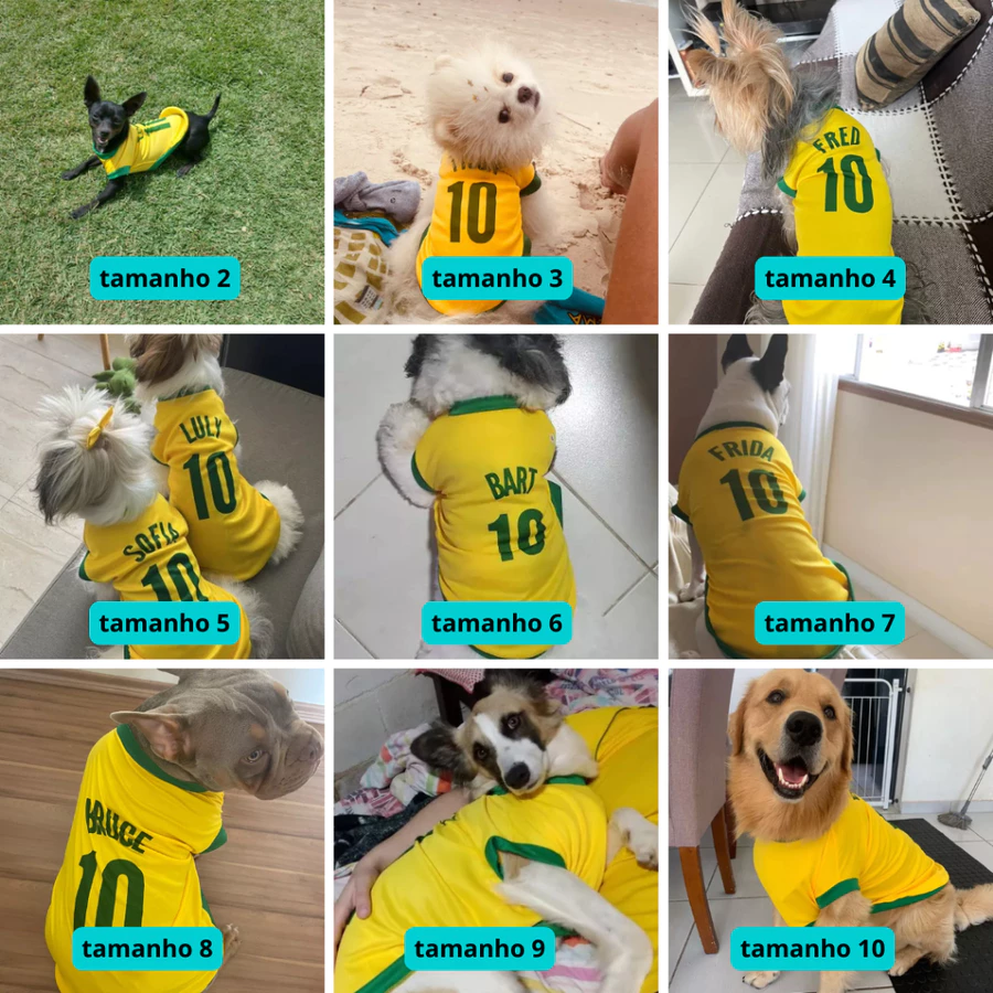 Roupinha Para Pet Personalizada Brasil Copa Do Mundo Cachorro E Gato