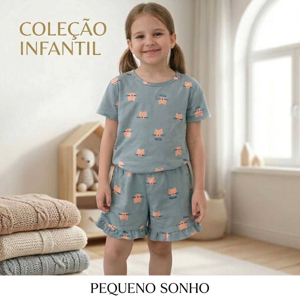 Pijama Infantil Menina Manga Curta com Estampas Fofas e Conforto Roupa para dormir Bebê Feminino em Oferta na Shopee