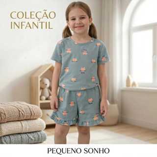 Pijama Infantil Menina Manga Curta com Estampas Fofas e Conforto Roupa para dormir Bebê Feminino em Oferta na Shopee
