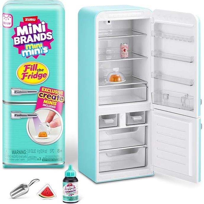 Mini Brands Fill The Fridge Playset (ZURU) com Luz UV — Só Geladeira