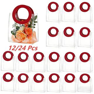 Kit 12/24 Sacola Transparente para Presentes Reutilizável PVC Lembrancinhas Festa de aniversário