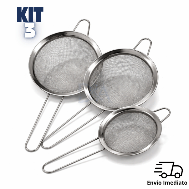3 Peças Peneira Coador Em Aço Inox Para Cozinha 3 Tamanhos 8