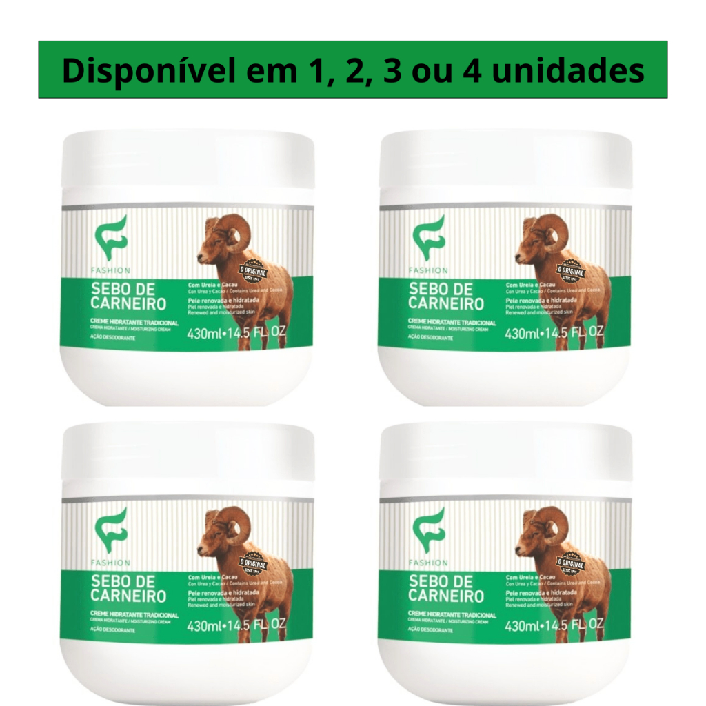 Sebo de Carneiro Tradicional Pote 430ml Fashion Cosméticos Pés Mãos Hidratados
