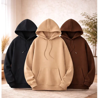 Kit 3 Blusas Moletom Canguru Com Capuz Liso Frio Unissex Masculino e Feminino Com bolso Algodão