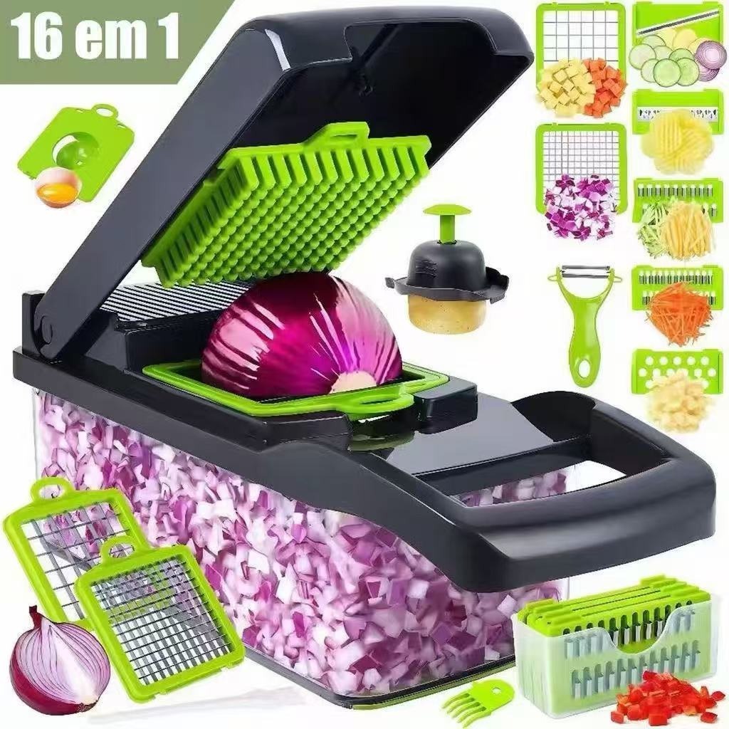Profissional Multiuso Cozinha Slicer Aço Inox 16 em 1 Fatiad