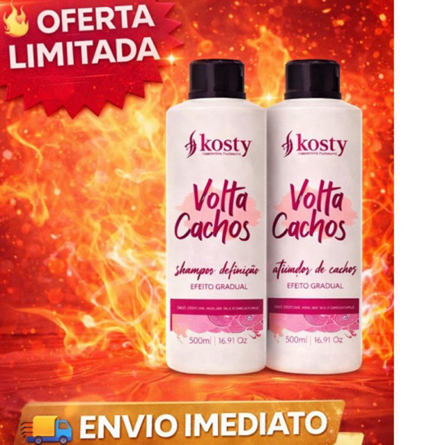 Kit Volta Cachos Kosty Shampoo + Ativador 500ml sem química