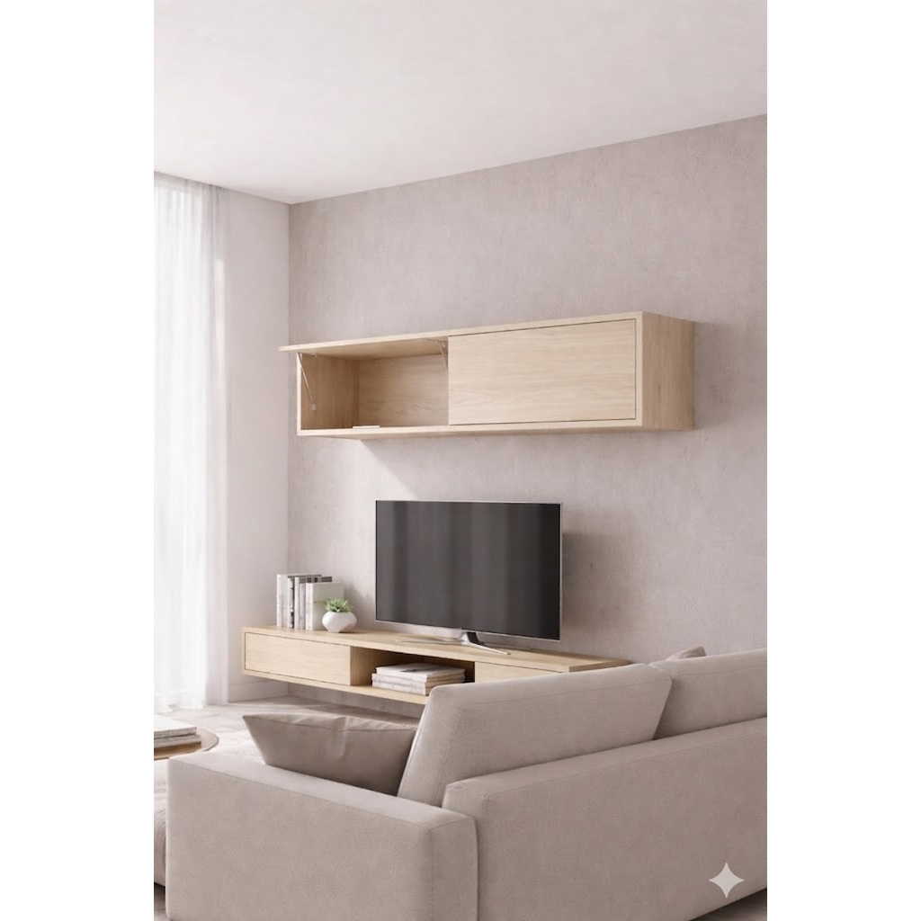 Armário Suspenso com Fundo 2 Portas Basculantes 80x30x20 em MDF ...