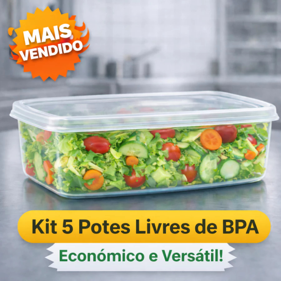 Kit 5 Potes 4L Transparentes com Tampa – Armazenamento Alime