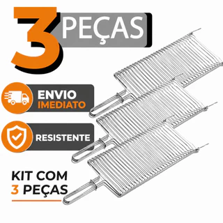 Kit 3 Grelha Abaluadas Assadeira de Peixe Carne Legumes Baby Multifuncional