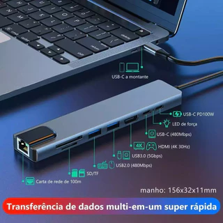 Hub Adapter Type C 8em1 Hdmi Micro Sd Tf M1 4k Usb 3.0 For computer all types