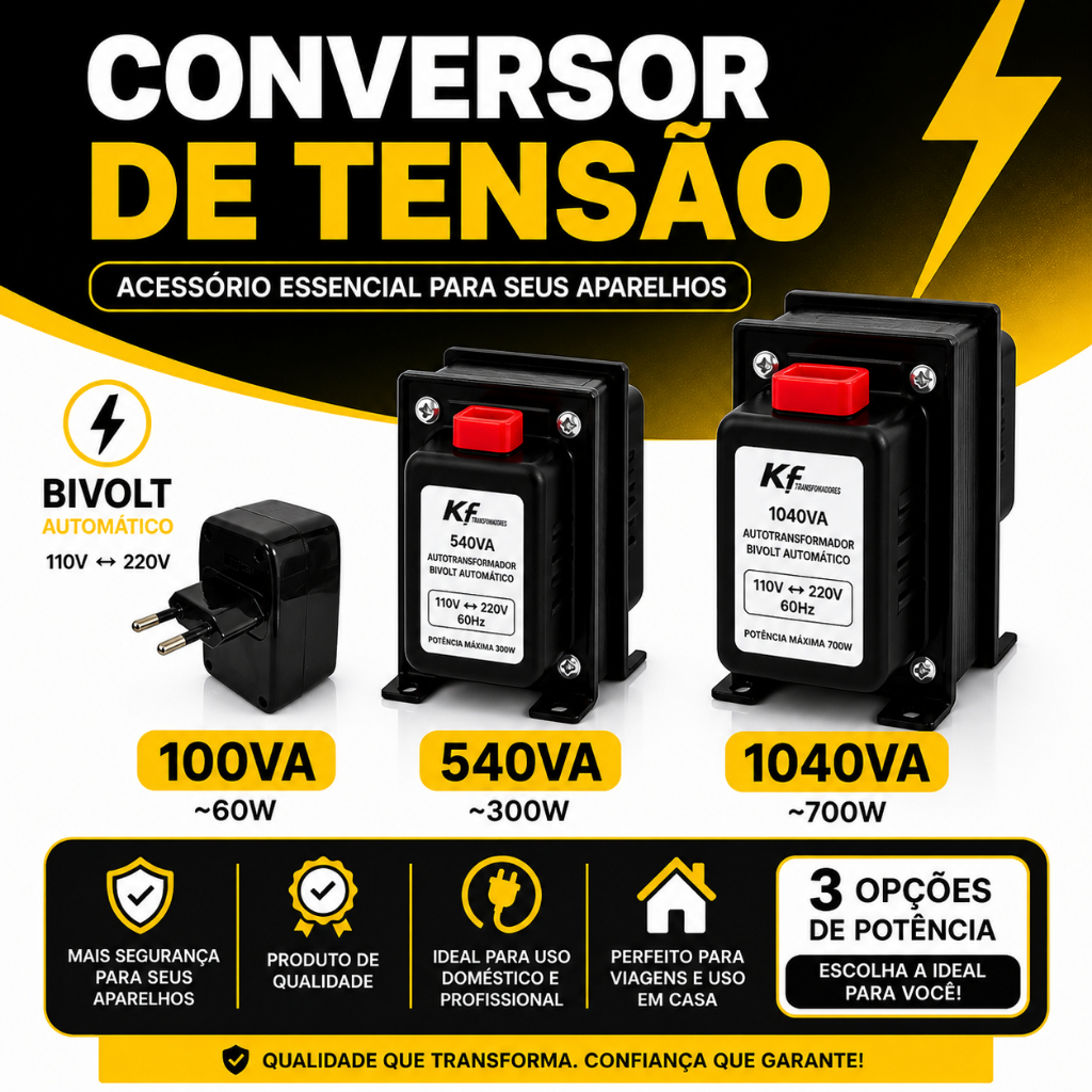 Conversor de Voltagem Bivolt 110V para 220V e 220V para 110V ...