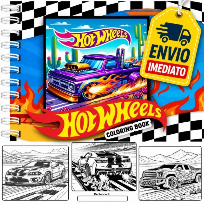Livro de Colorir Hot Wheels Capa Dura 50 Páginas A5 180grm | Shopee Brasil